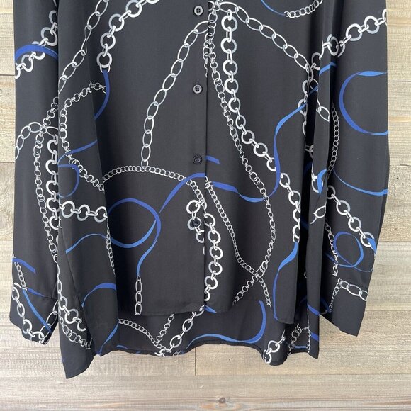 Chelsea Theodore Womens Shirt Long Sleeve Button Up Blouse Chain Link Large - Picture 3 of 6